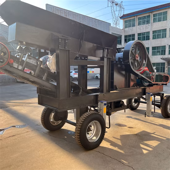 Triturador de mandíbula de pedra calcária diesel portátil 5-50tph para mineração